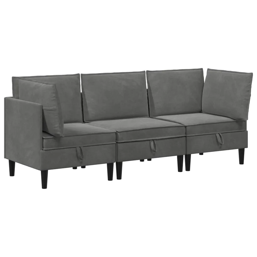Ensemble de meubles pour le salon 3 pcs Gris foncé Velours - 2