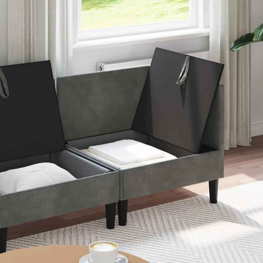 Ensemble de meubles pour le salon 3 pcs Gris foncé Velours - 3