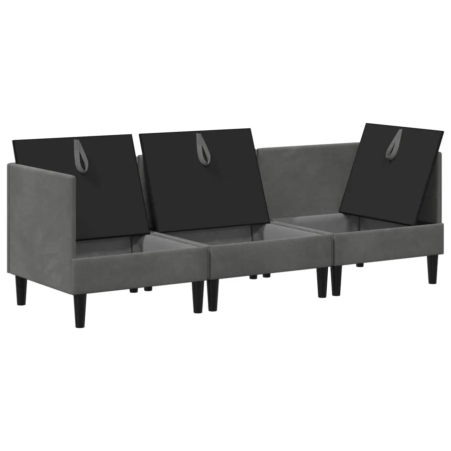 Ensemble de meubles pour le salon 3 pcs Gris foncé Velours - 6