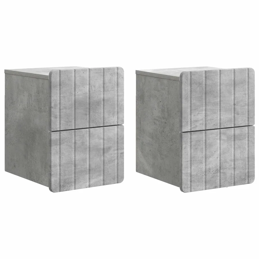 Cabinet de chevet mural 2 pcs Gris béton 33 x 34,5 x 43 cm - 2