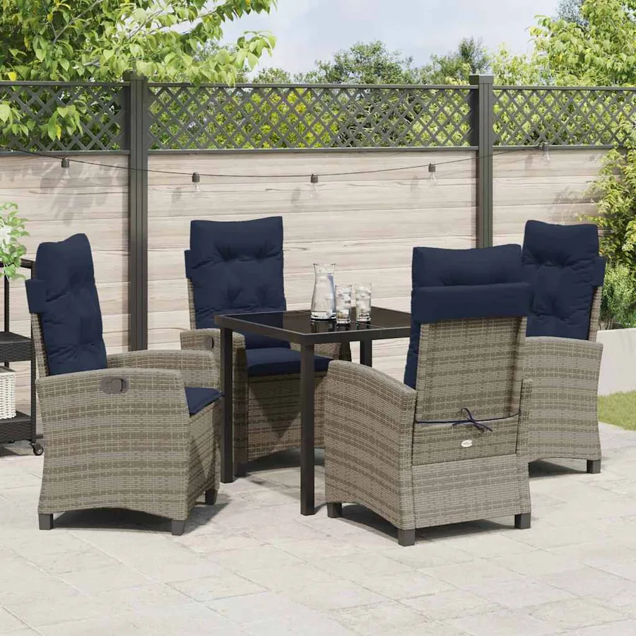 Ensemble de salle à manger pour jardin 5 pcs Gris polyrotin