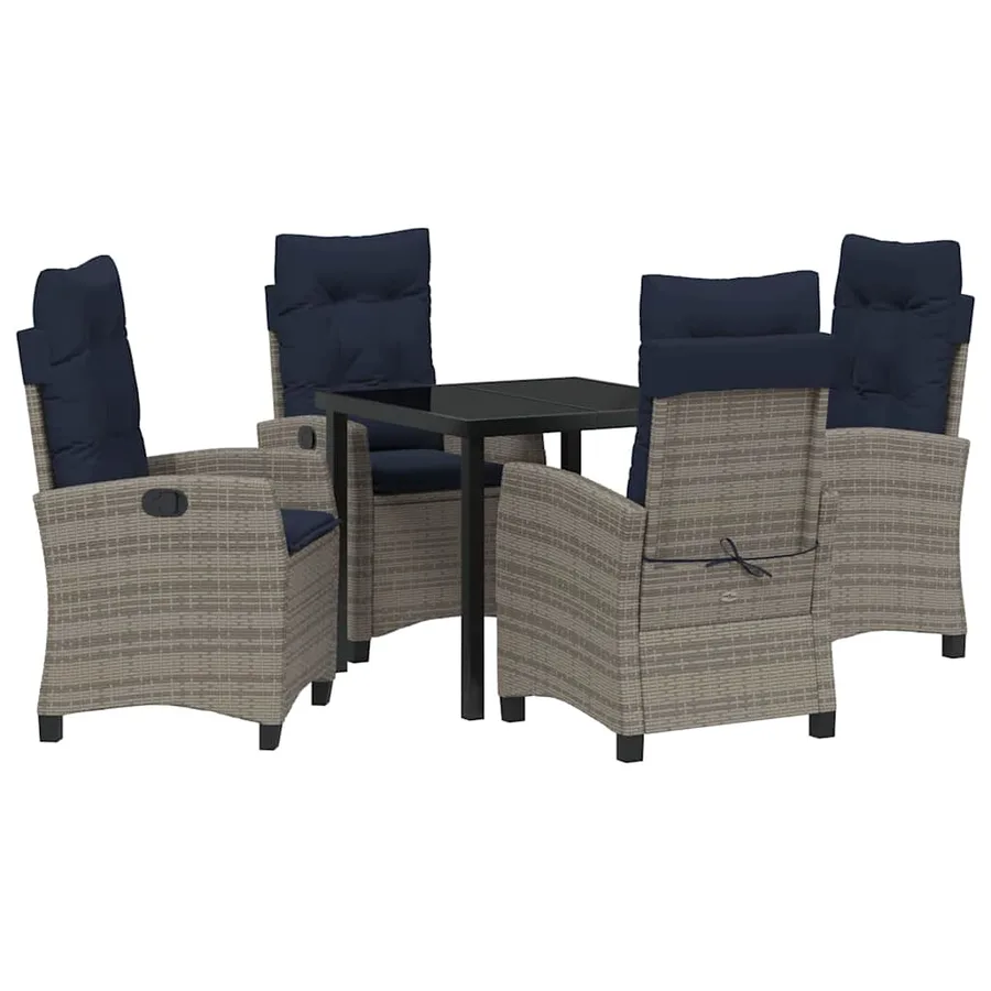 Ensemble de salle à manger pour jardin 5 pcs Gris polyrotin - 2