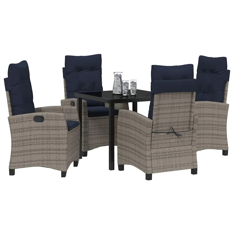Ensemble de salle à manger pour jardin 5 pcs Gris polyrotin - 3