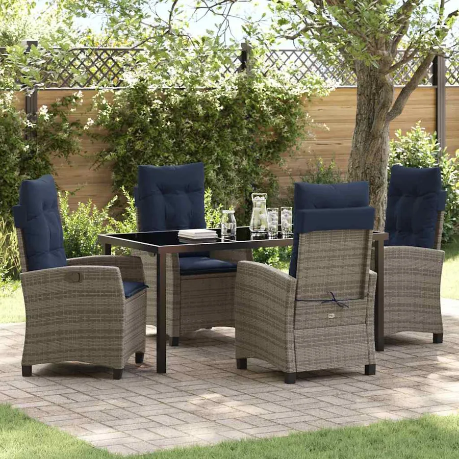 Ensemble de salle à manger pour jardin 5 pcs Gris polyrotin