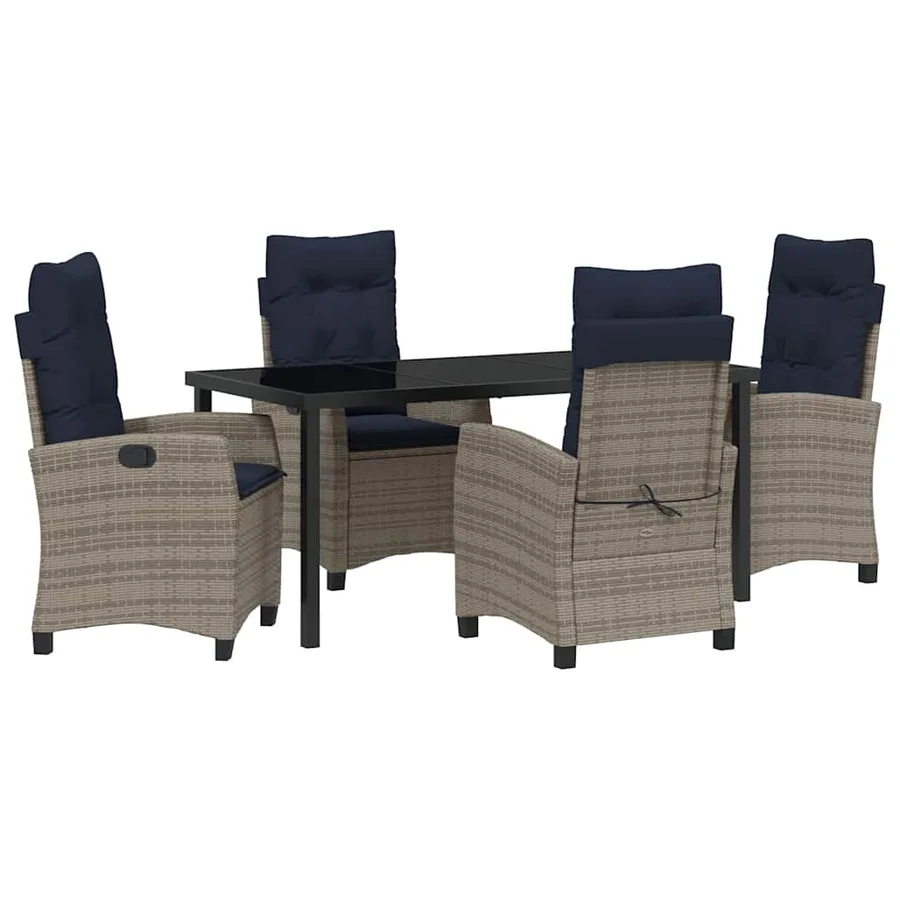 Ensemble de salle à manger pour jardin 5 pcs Gris polyrotin - 2