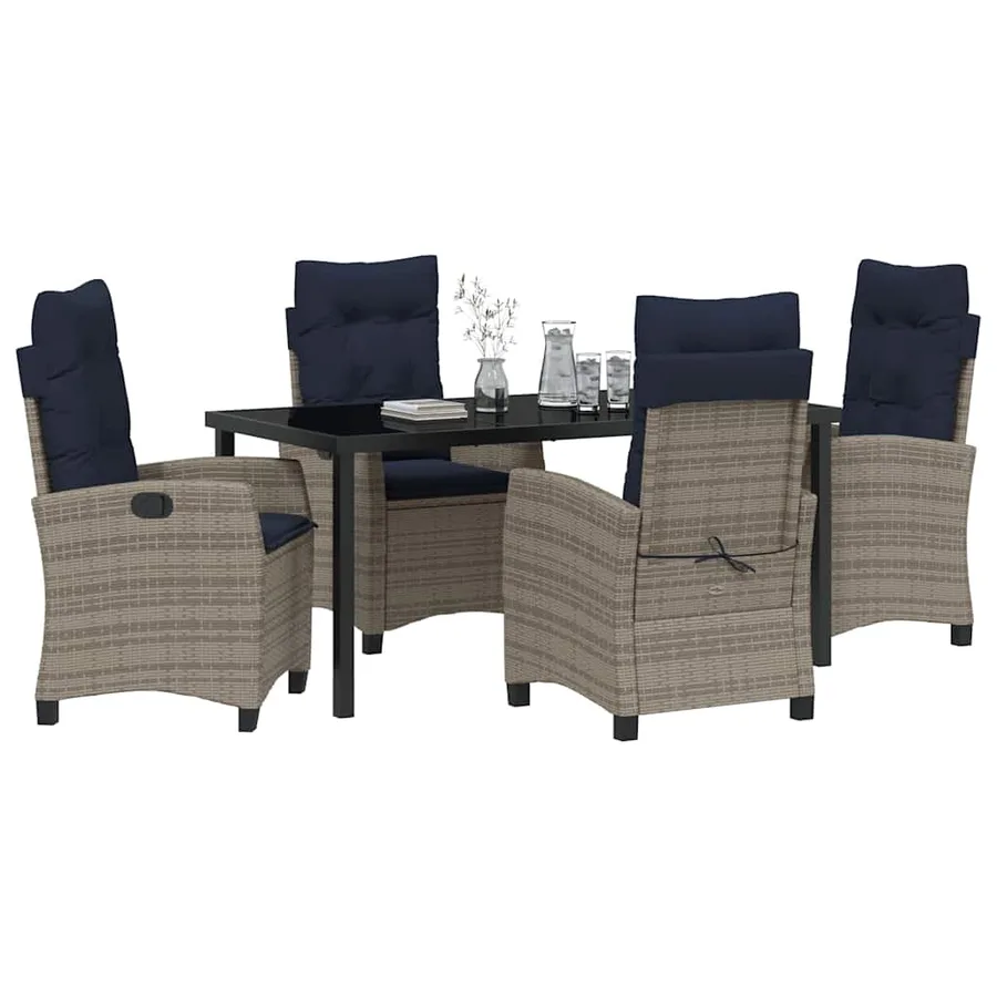 Ensemble de salle à manger pour jardin 5 pcs Gris polyrotin - 3