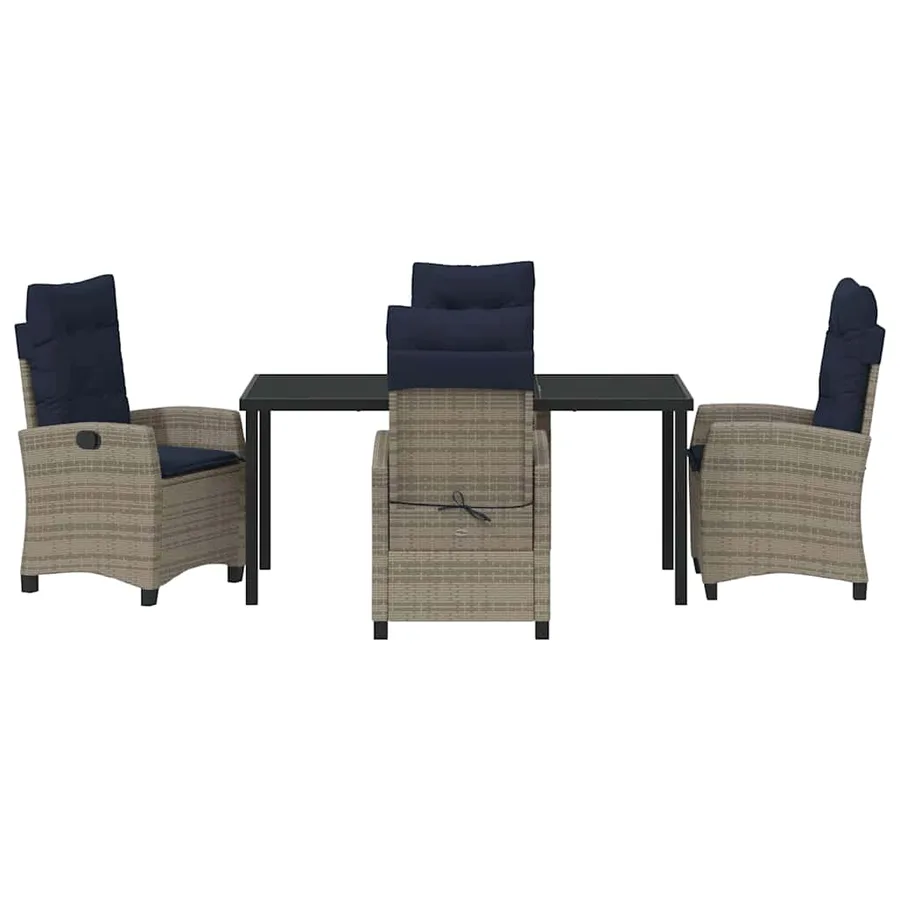 Ensemble de salle à manger pour jardin 5 pcs Gris polyrotin - 7