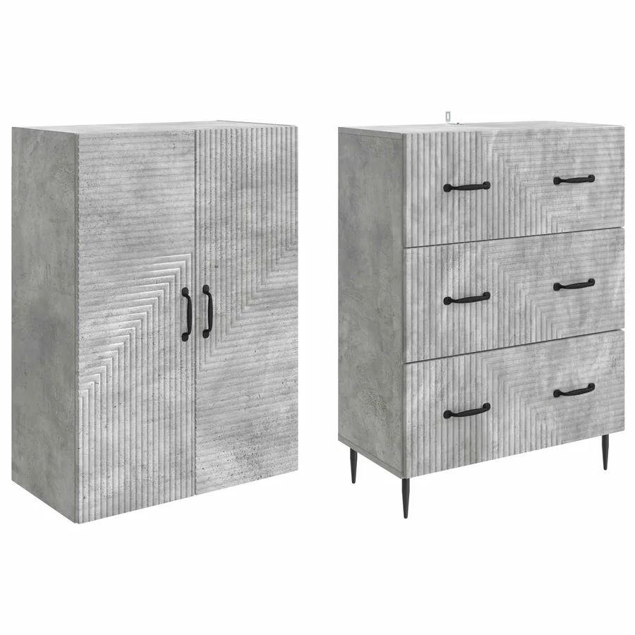 Ensemble de Meubles 2 pcs Gris béton 66 x 34,5 x 90 cm - 4