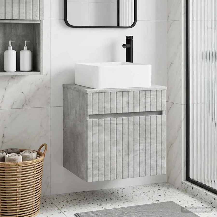 Meuble de lavabo mural Gris béton 49 x 41 x 63 cm