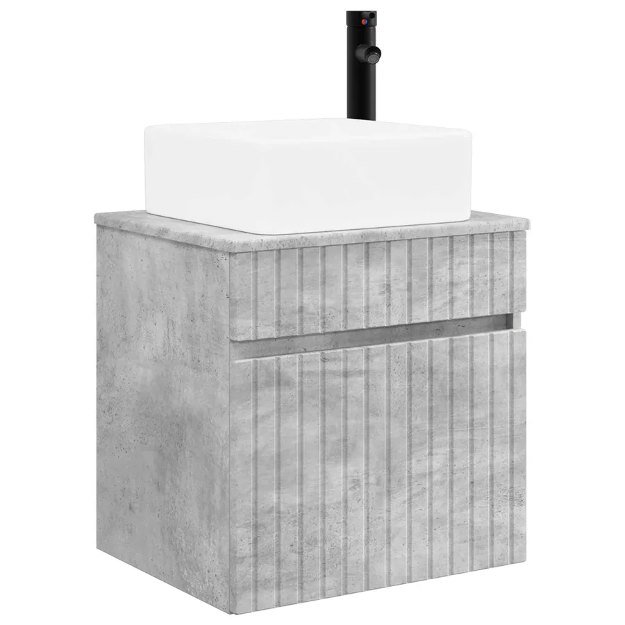 Meuble de lavabo mural Gris béton 49 x 41 x 63 cm - 2