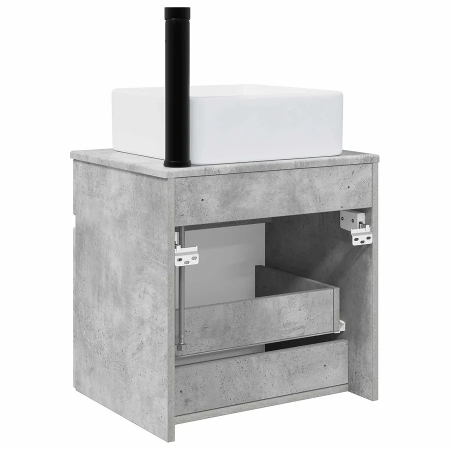 Meuble de lavabo mural Gris béton 49 x 41 x 63 cm - 4