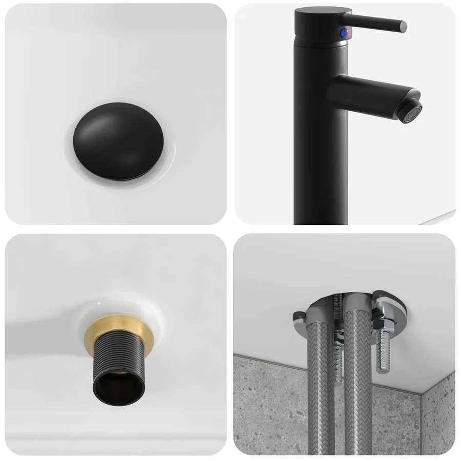 Meuble de lavabo mural Gris béton 49 x 41 x 63 cm - 6
