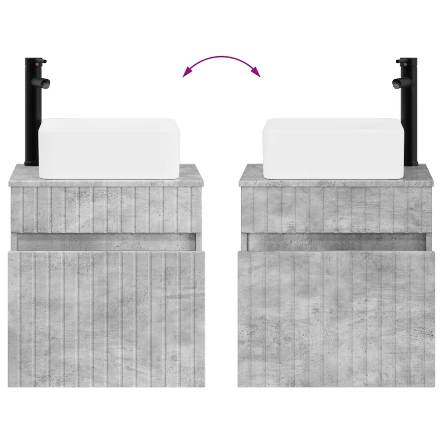 Meuble de lavabo mural Gris béton 49 x 41 x 63 cm - 7