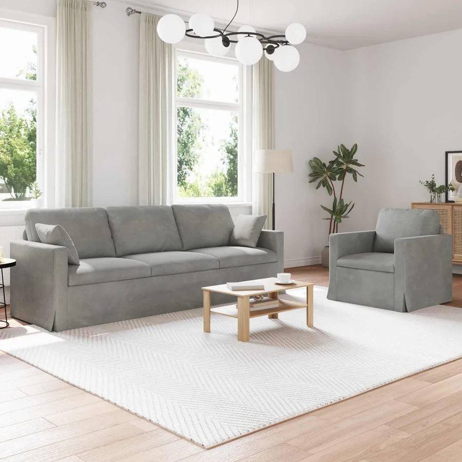 Ensemble de Canapés 2 pcs Gris clair 228 x 78 x 80 cm Velours