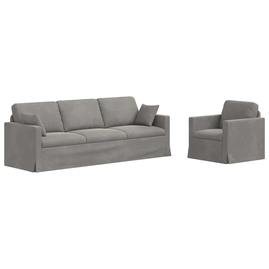 Ensemble de Canapés 2 pcs Gris clair 228 x 78 x 80 cm Velours - 2