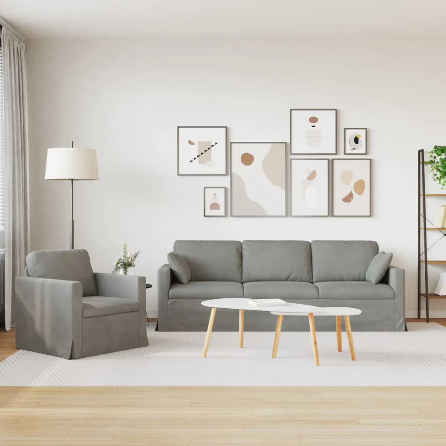 Ensemble de Canapés 2 pcs Gris clair 228 x 78 x 80 cm Velours - 3