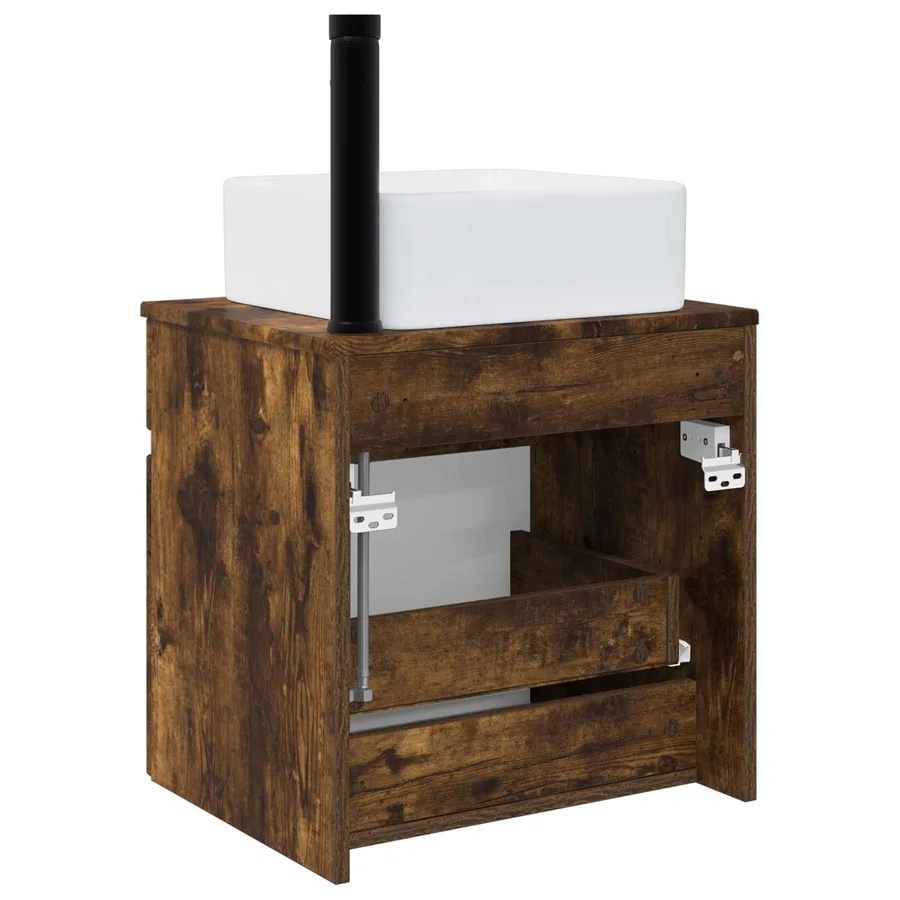 Meuble de lavabo mural Chêne fumé 49 x 41 x 63 cm - 4
