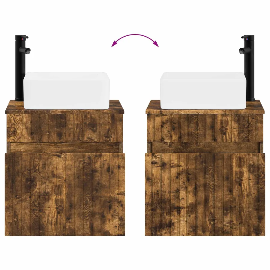 Meuble de lavabo mural Chêne fumé 49 x 41 x 63 cm - 7