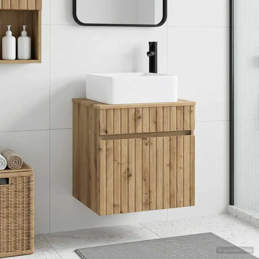 Meuble de lavabo mural Chêne artisanal 49 x 41 x 63 cm