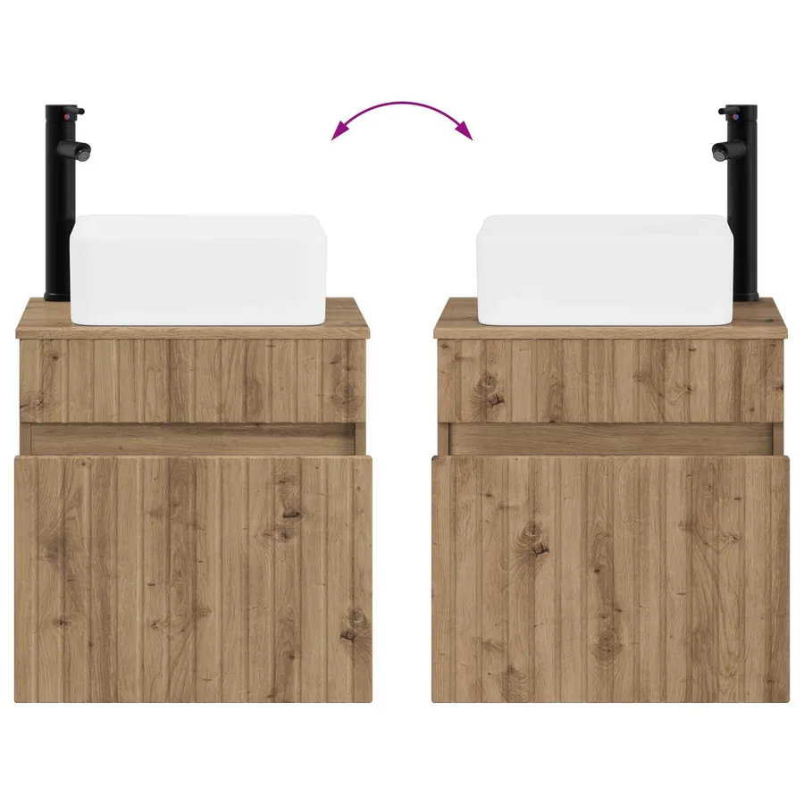 Meuble de lavabo mural Chêne artisanal 49 x 41 x 63 cm - 7