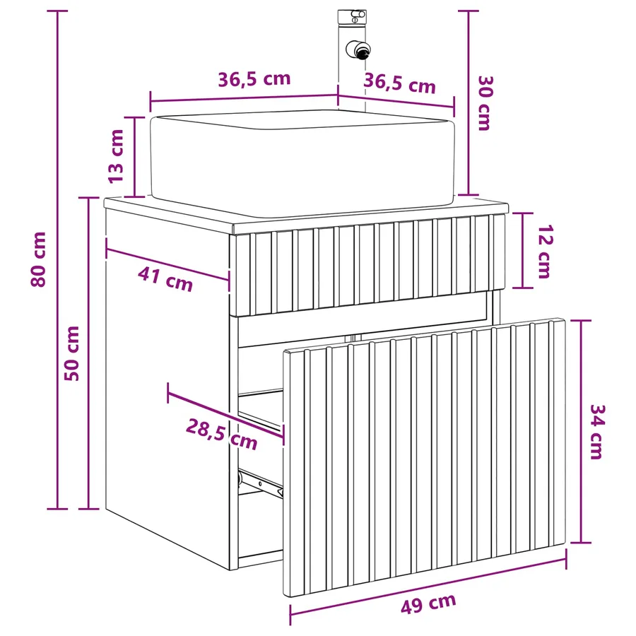 Meuble de lavabo mural Chêne artisanal 49 x 41 x 63 cm - 9