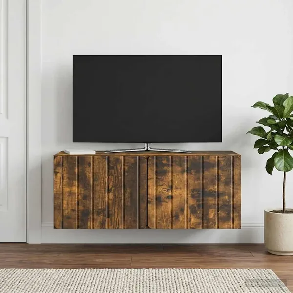 Meuble TV mural 78,5 x 31 x 30 cm Chêne fumé Bois d'ingénierie