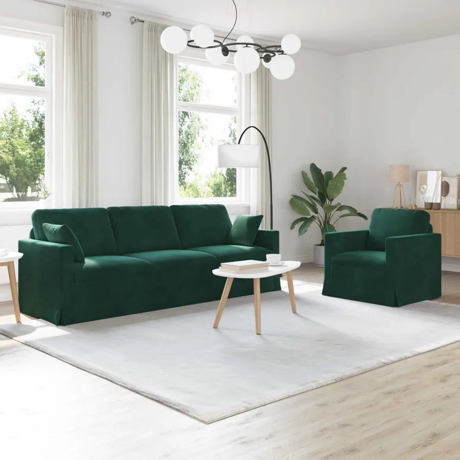 Ensemble de Canapés 2 pcs Vert foncé 228 x 78 x 80 cm Velours