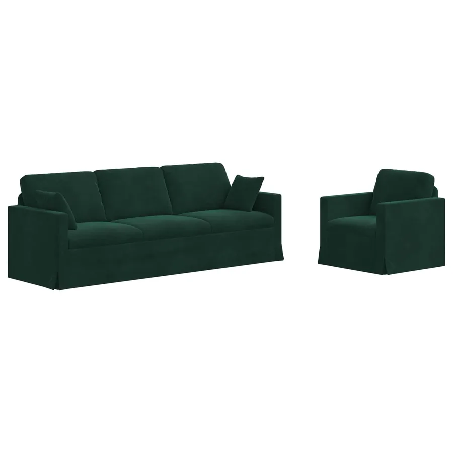 Ensemble de Canapés 2 pcs Vert foncé 228 x 78 x 80 cm Velours - 2