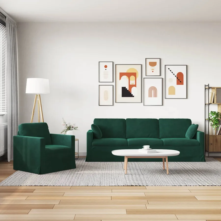 Ensemble de Canapés 2 pcs Vert foncé 228 x 78 x 80 cm Velours - 3