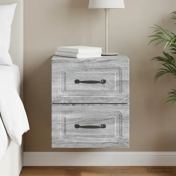 Cabinet de chevet mural Sonoma gris 34,5 x 33 x 40 cm