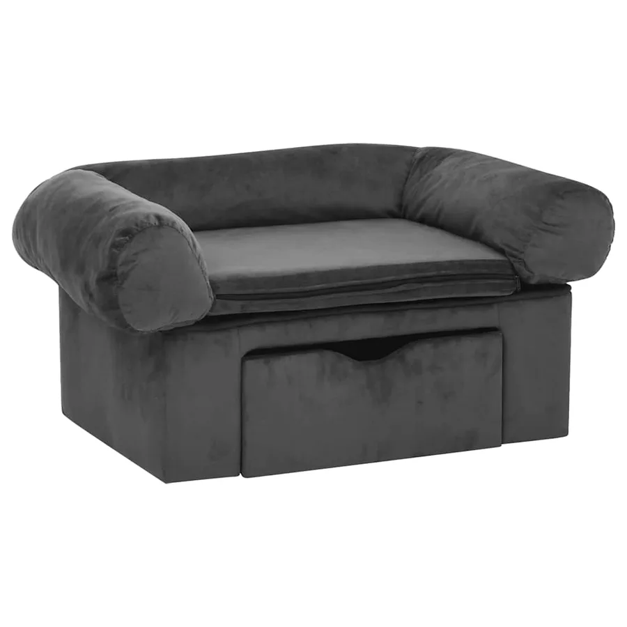 Canapé pour chien avec tiroir Gris foncé 75x50x38 cm Peluche - 2