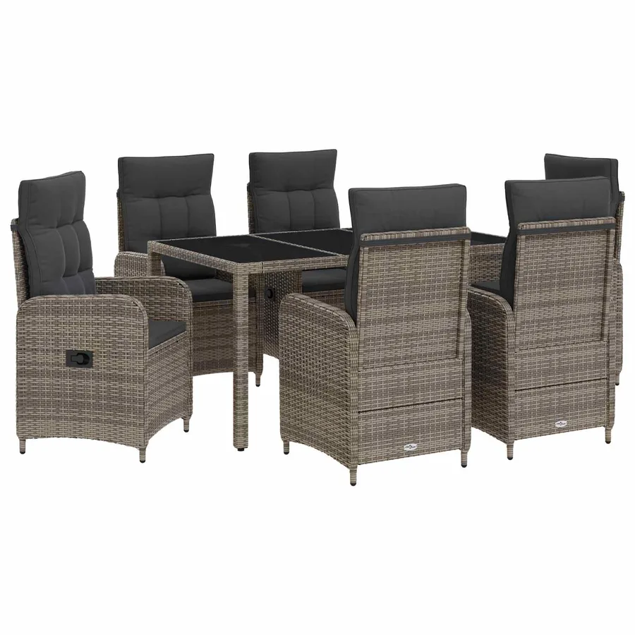 Ensemble de repas extérieur 7 pcs Gris clair et gris foncé - 2