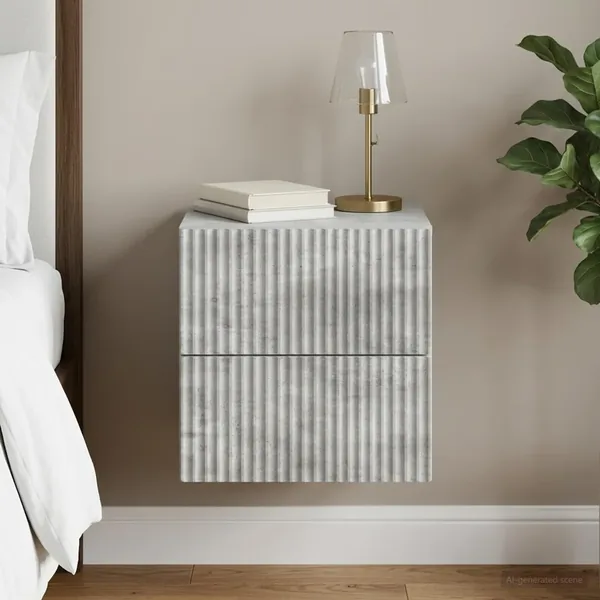Cabinet de chevet mural Gris béton 33 x 34,5 x 40 cm