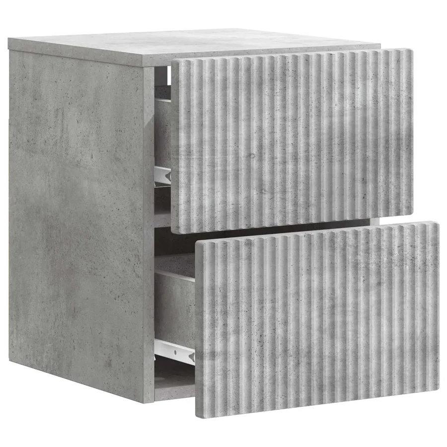 Cabinet de chevet mural Gris béton 33 x 34,5 x 40 cm - 4