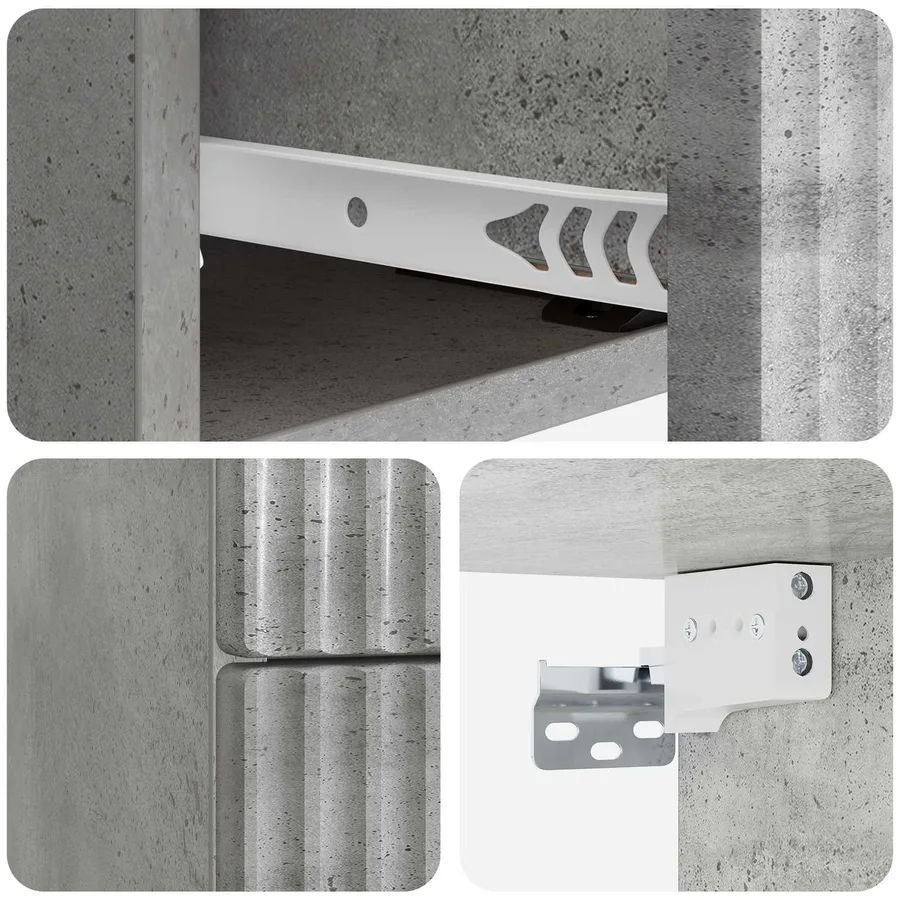 Cabinet de chevet mural Gris béton 33 x 34,5 x 40 cm - 8