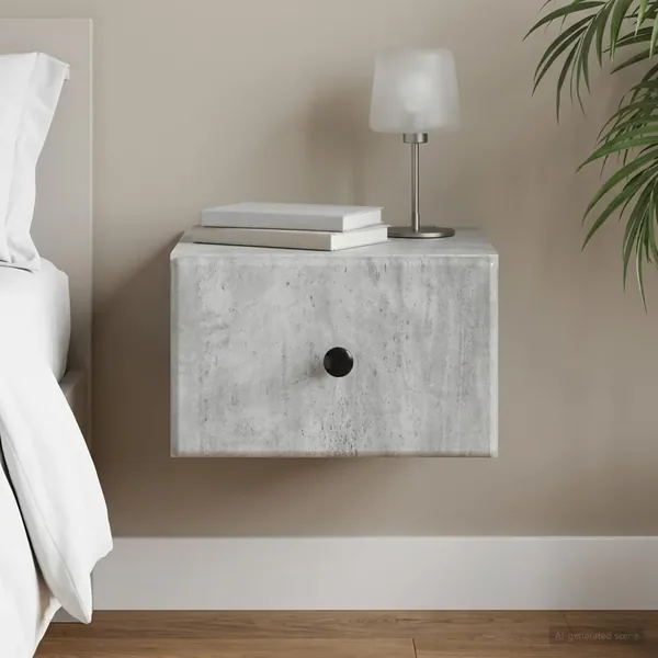 Cabinet de chevet mural Gris béton 34,5 x 33 x 20 cm