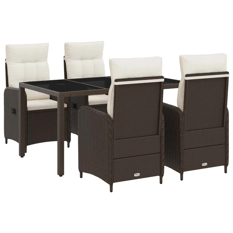 Ensemble de repas extérieur 5 pcs Marron et crème blanche - 2