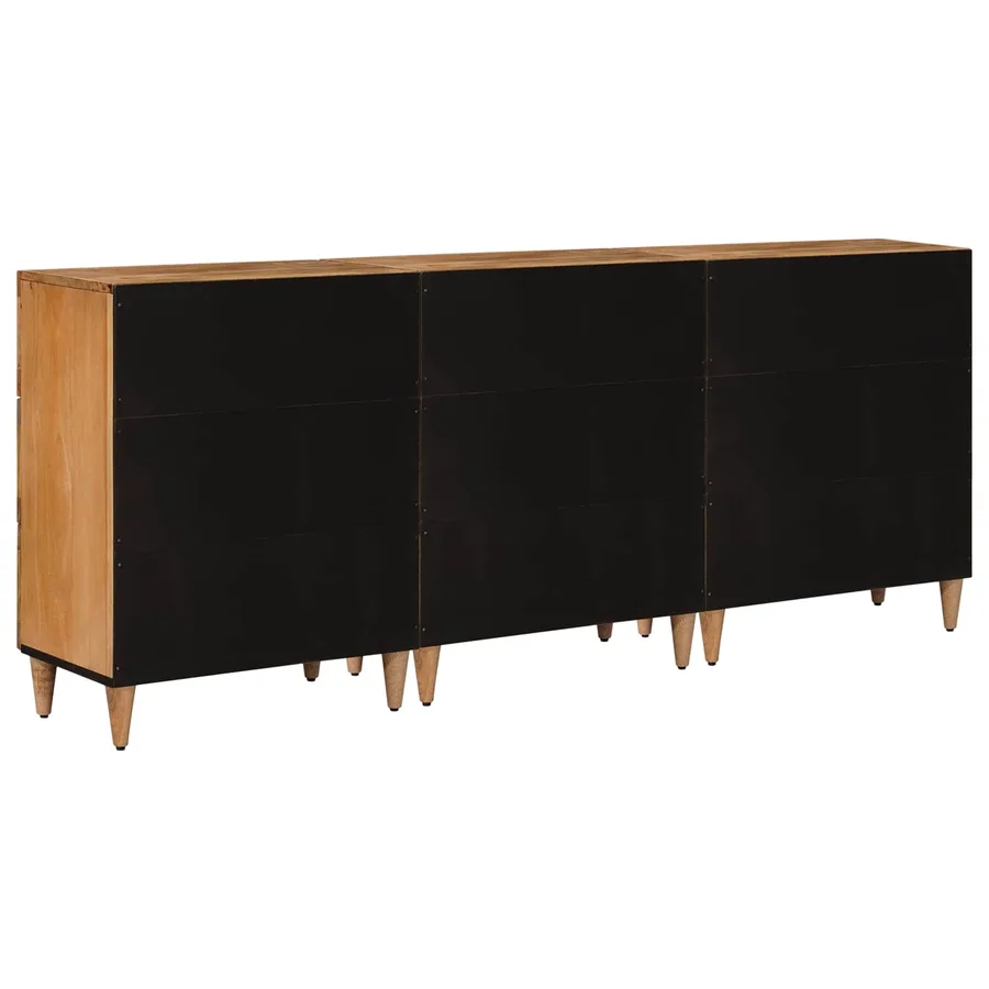 Buffet 3 pcs Naturel 60 x 33,5 x 75 cm Bois de mangue massif - 6