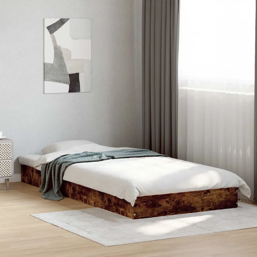 Cadre de lit au sol Chêne fumé 80 x 200 cm Bois d'ingénierie