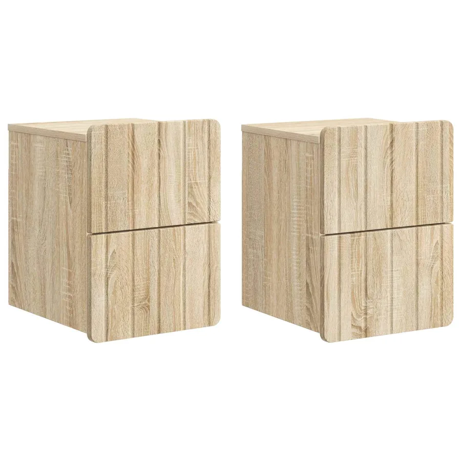 Cabinet de chevet mural 2 pcs Chêne Sonoma 33 x 34,5 x 43 cm - 2