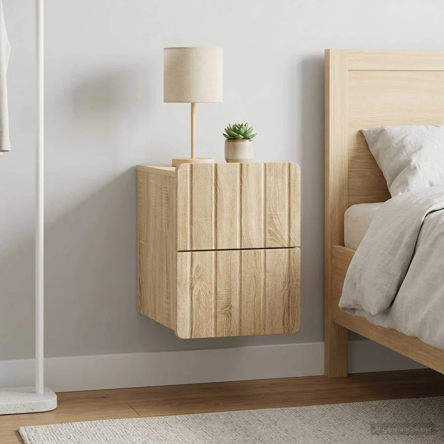 Cabinet de chevet mural 2 pcs Chêne Sonoma 33 x 34,5 x 43 cm - 4