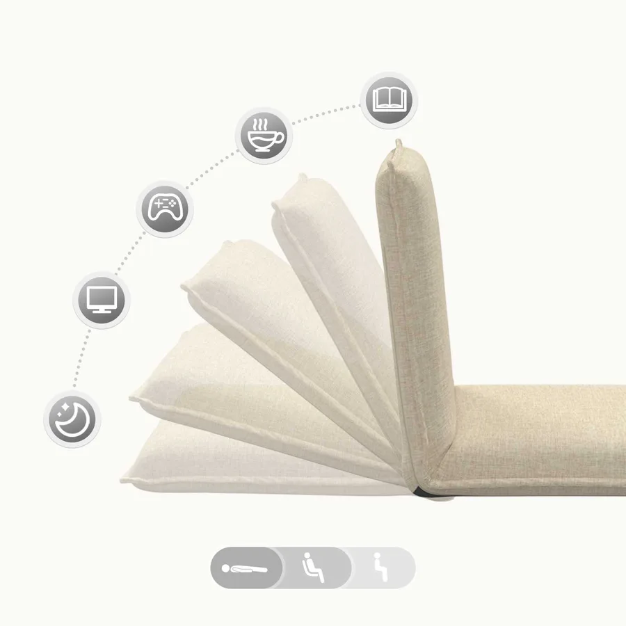 Fauteuil de sol ajustable Crème Tissu - 9