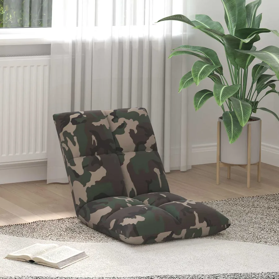 Fauteuil de sol ajustable Vert armée Tissu