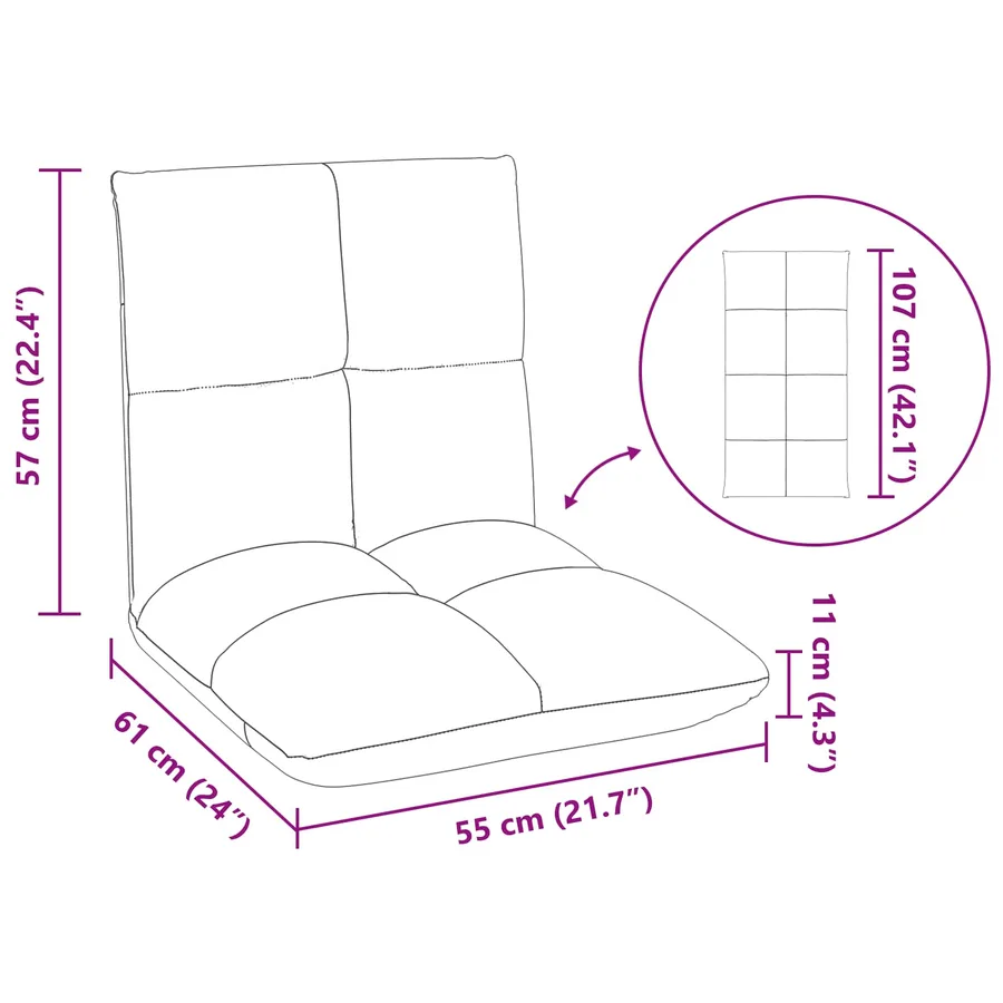 Fauteuil de sol ajustable Vert armée Tissu - 11