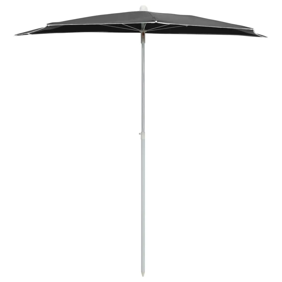Demi-parasol de jardin avec mât 180x90 cm anthracite - 3
