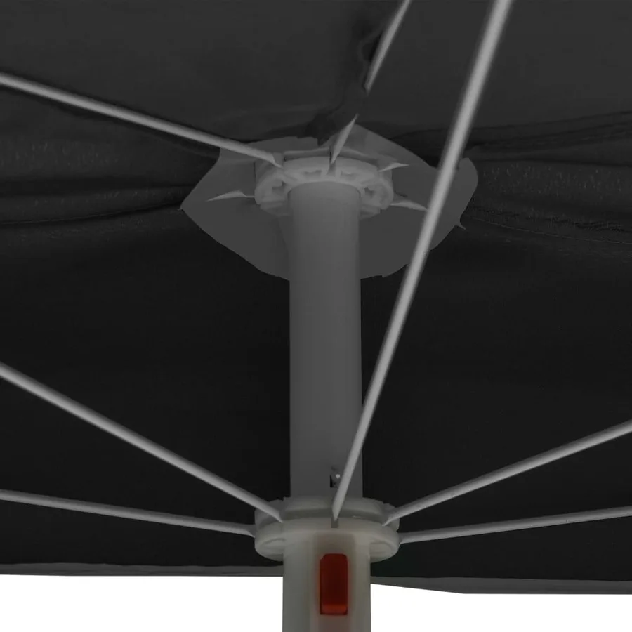 Demi-parasol de jardin avec mât 180x90 cm anthracite - 7