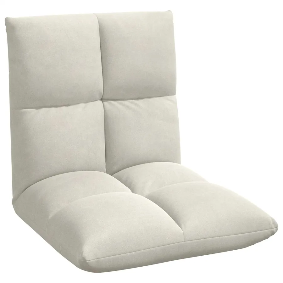 Fauteuil de sol ajustable Crème Velours - 2