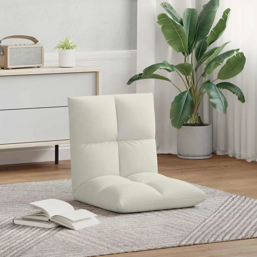 Fauteuil de sol ajustable Crème Velours - 3