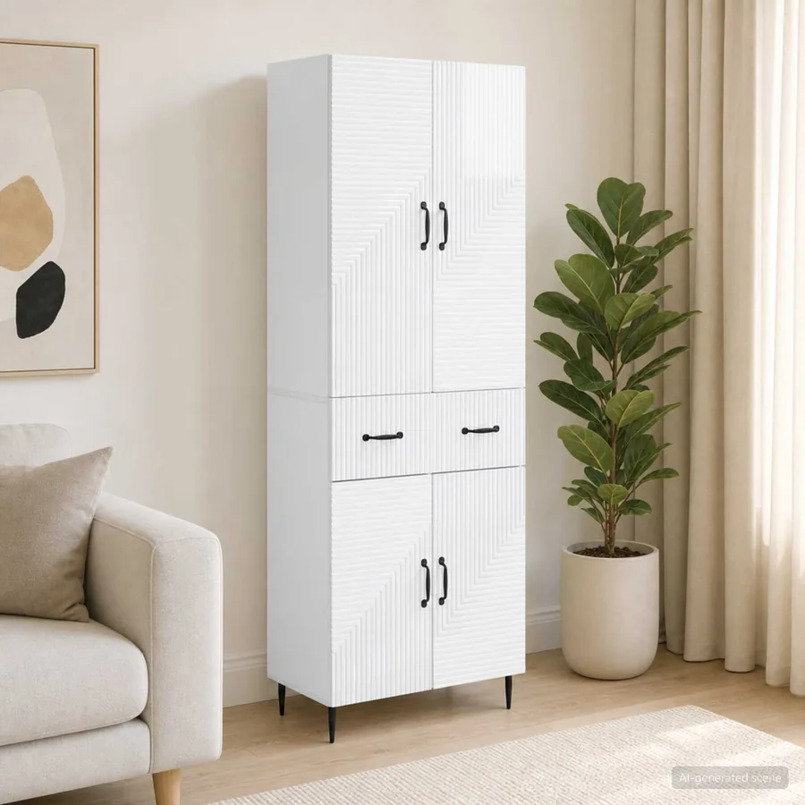 Ensemble de Meubles 2 pcs Blanc brillant 66 x 34,5 x 89,5 cm