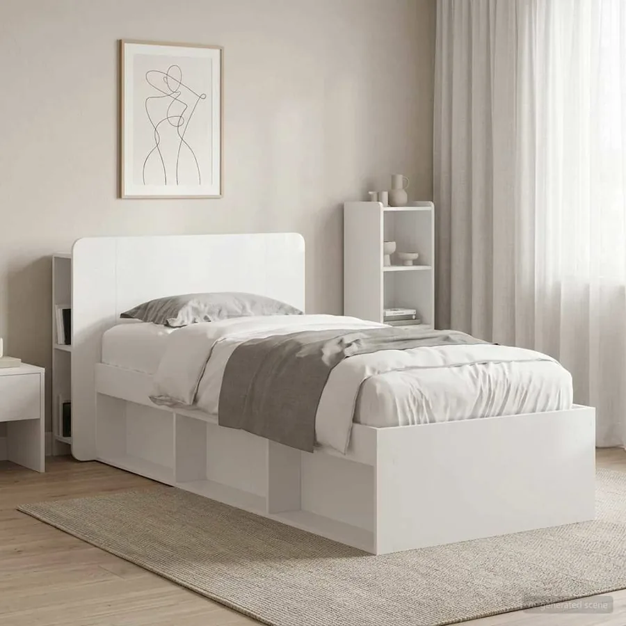 Cabinet de Tête de Lit Blanc brillant Bois d'ingénierie